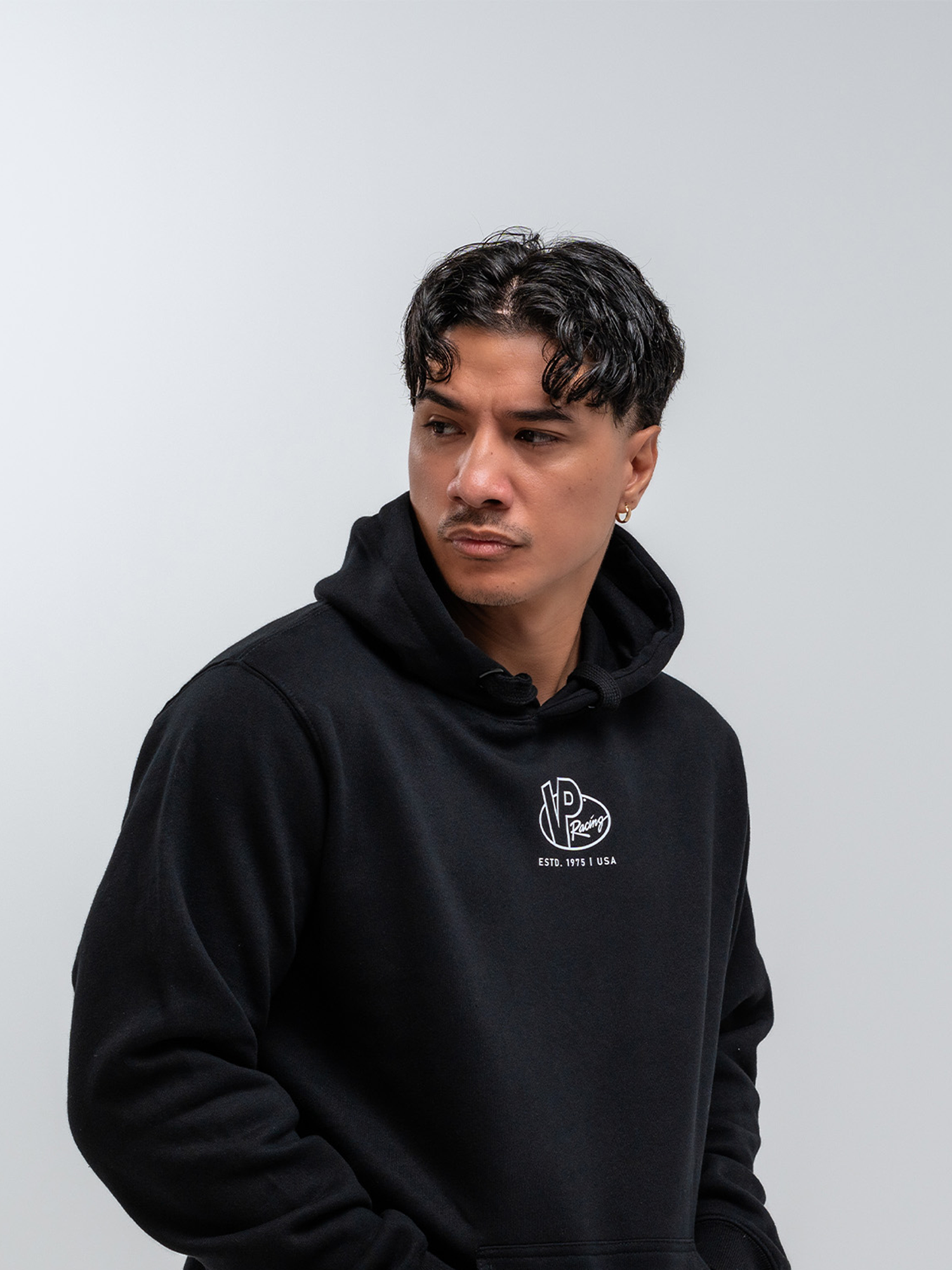 VP Racing 1975 Black White Logo Hoodie – VP Racing Fuels